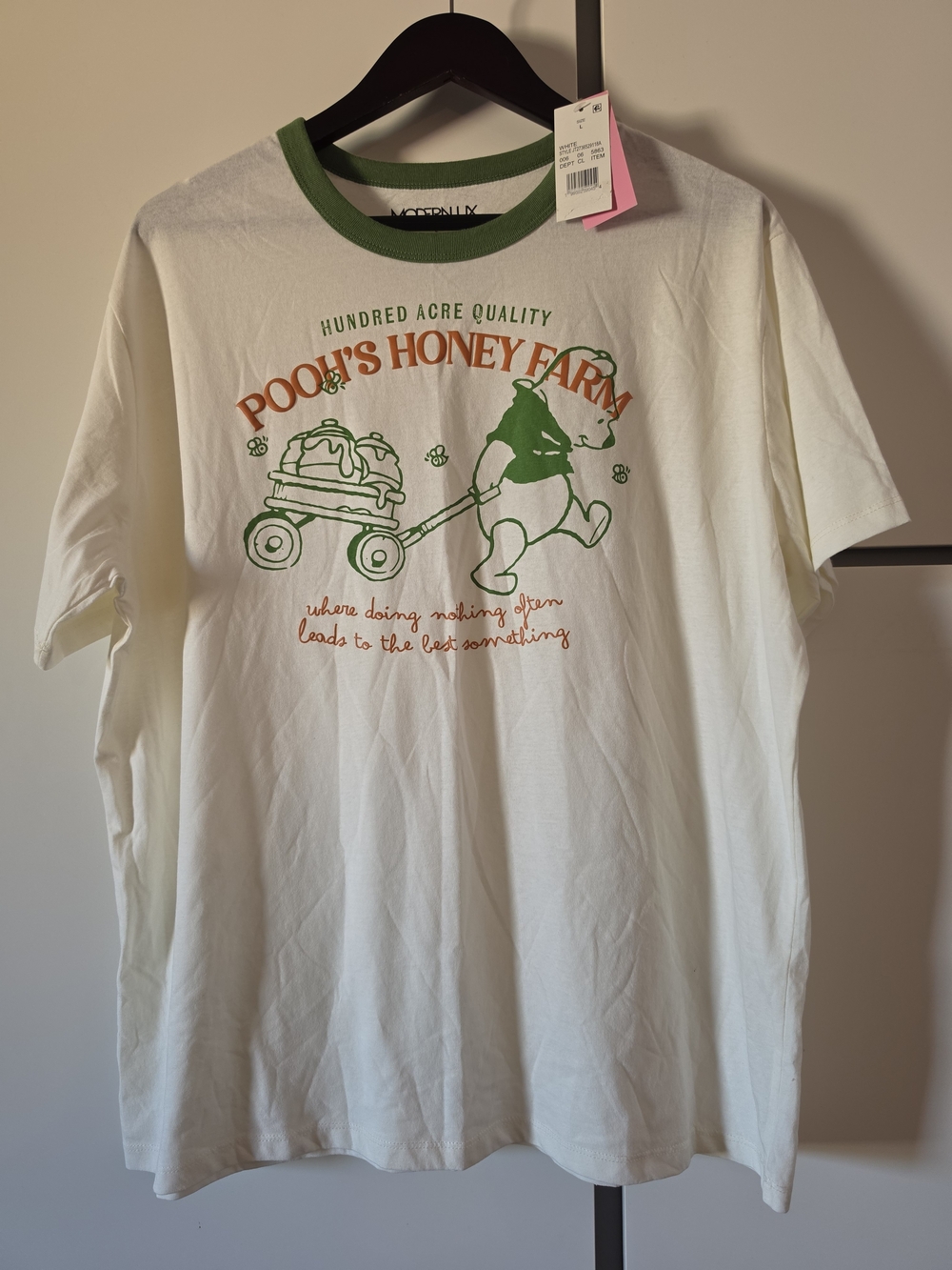 Pooh's Honey Farm Womens Graphic Tee - White & Green RUNS BIG